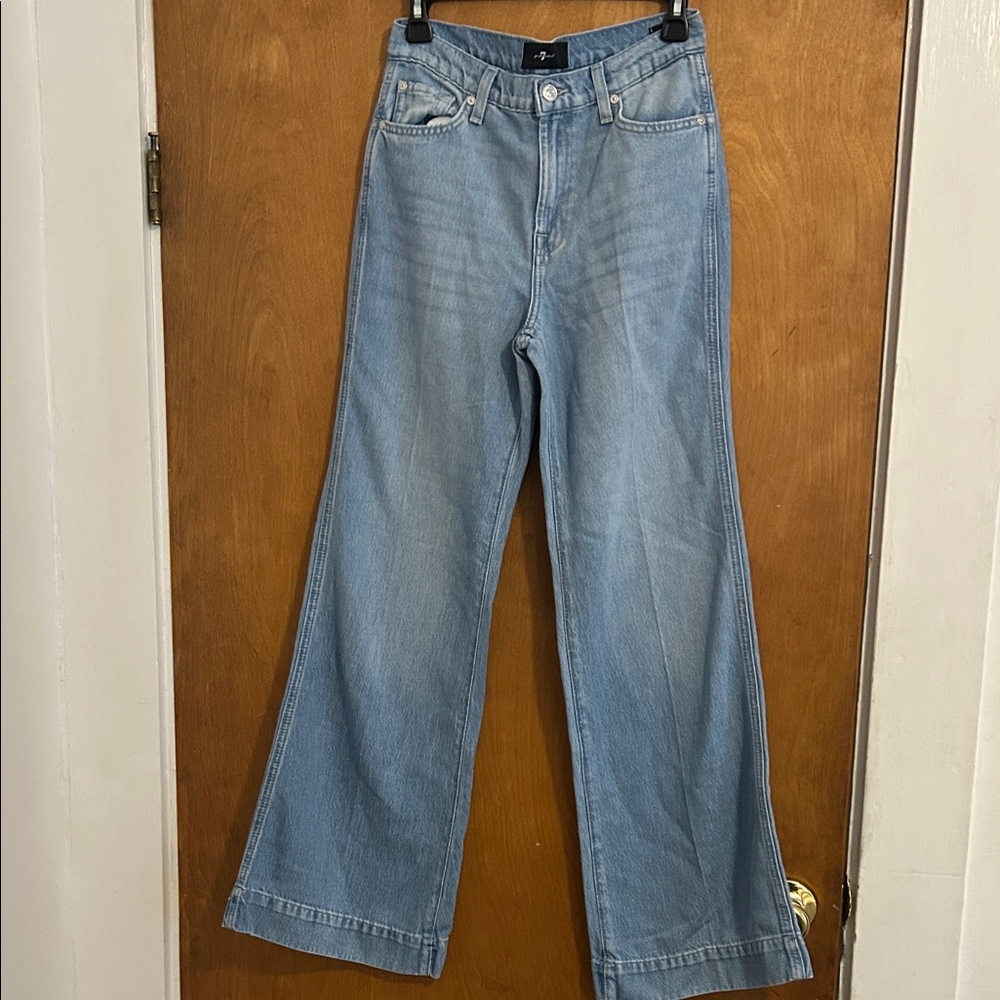7 For All Mankind Light Blue Wide-Leg Jeans Modern Dojo - Picture 2 of 12